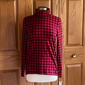 TALBOTS - Cotton Turtleneck - Gingham -- NEW with Tag